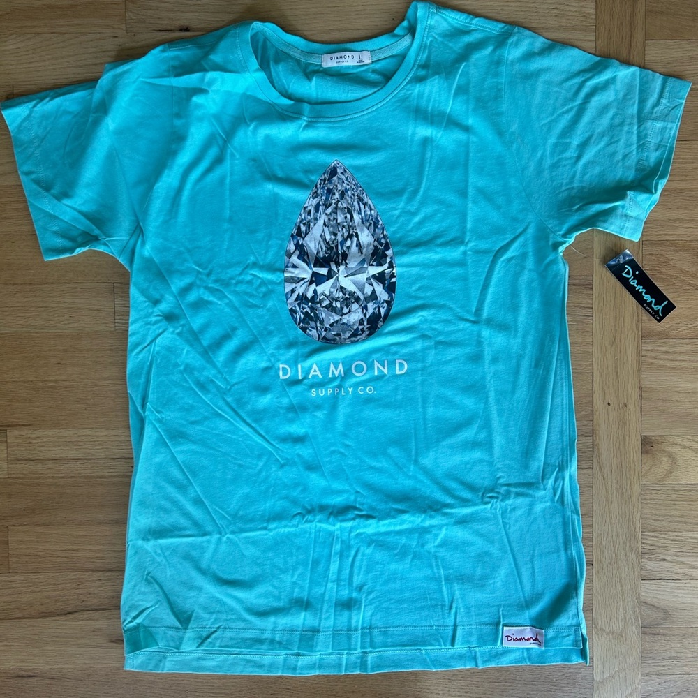 💲5/$25 DIAMOND SUPPLY CO. 101 CARATS Tiffany Blue 💎 Women Tee Large